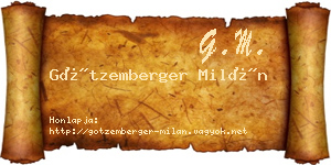 Götzemberger Milán névjegykártya